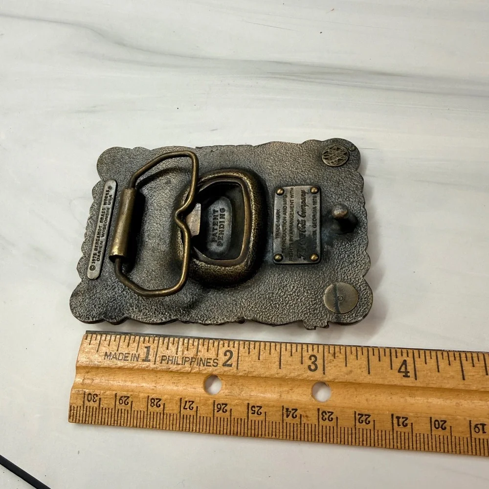 Vintage Coca-Cola 75th Anniversary Brass Belt Buckle Bottle Opener Bergamot 1976